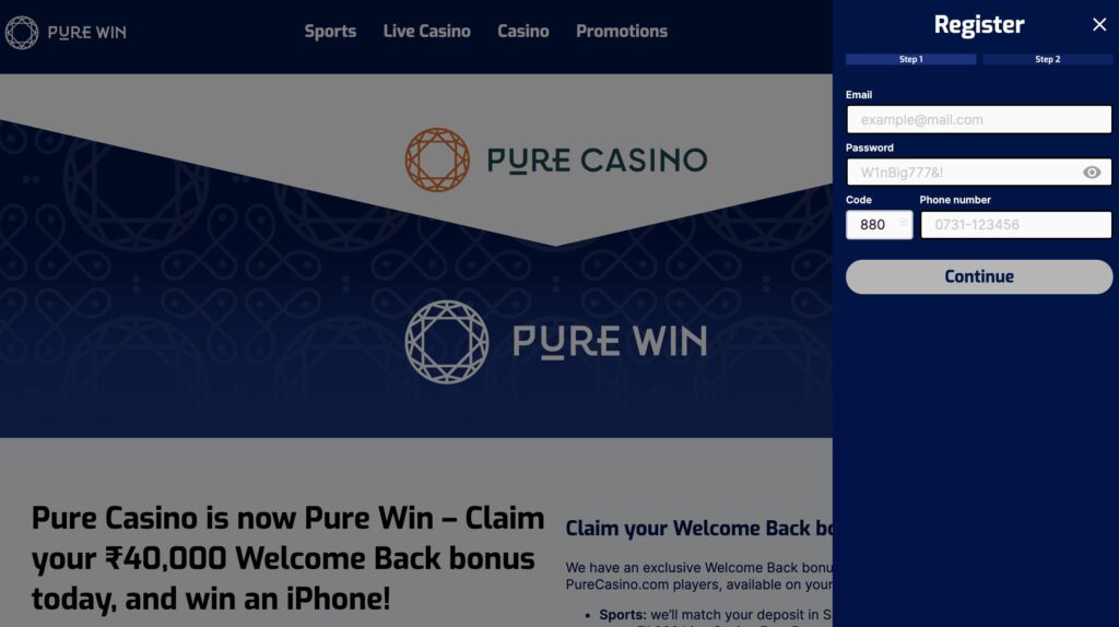 Pure Casino Login